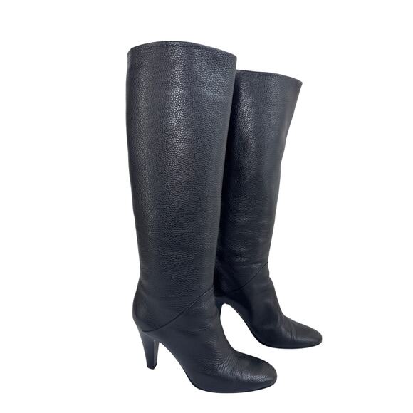 Vicini Giuseppe Zanotti Tall Black Leather Boots Size 40 High Heel Italian Chic - Picture 11 of 12